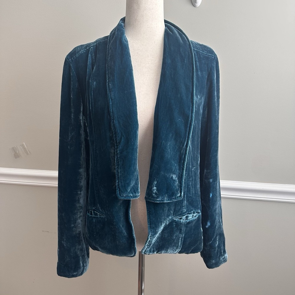Sundance Teal Velvet Blazer Jacket Silk Blend 6 Holiday Party